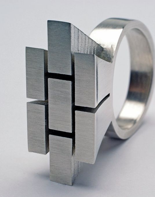 Close up of silver ring. 